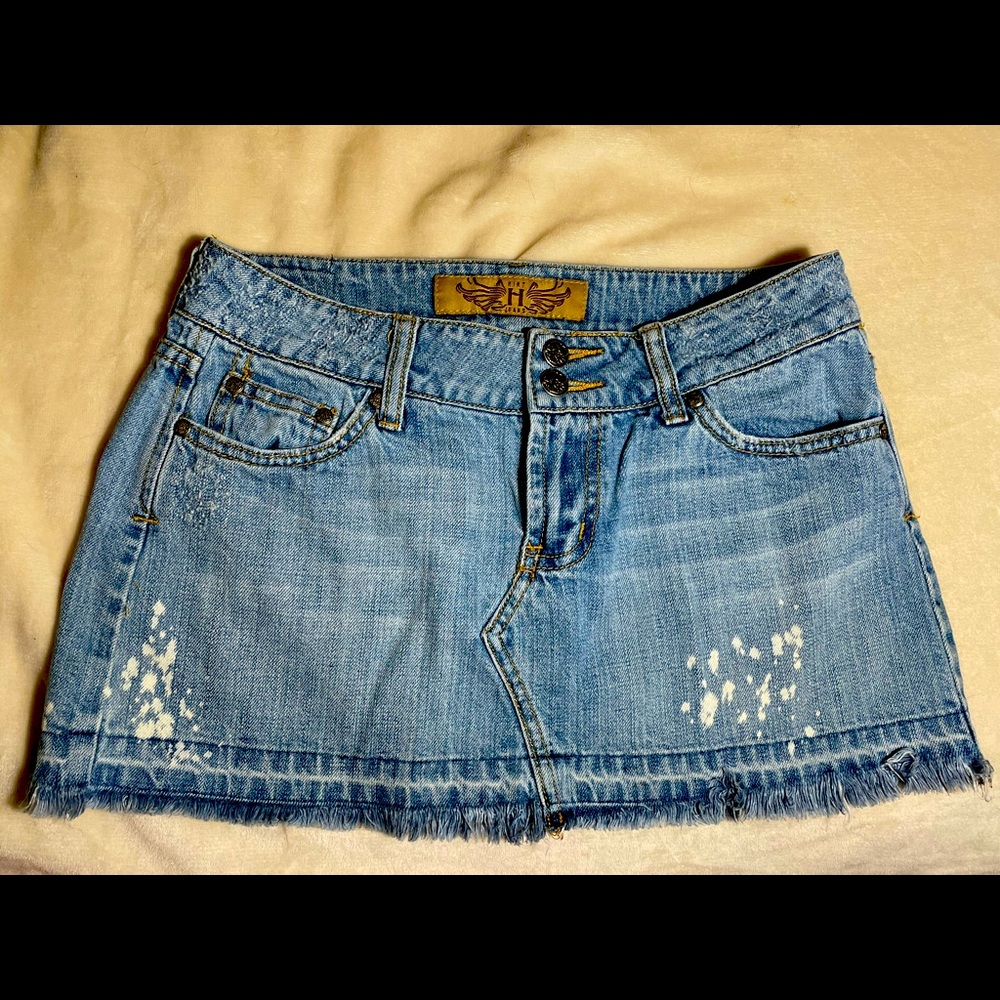 Hint Jeans Skirt with paint splatter